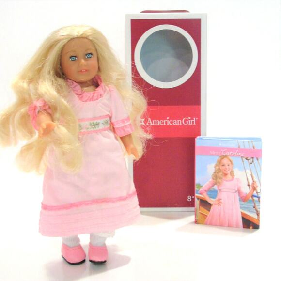 American Girl MINI CAROLINE DOLL 6.5" Cloth Body Meet Outfit + Mini Book & Box - Picture 6 of 6